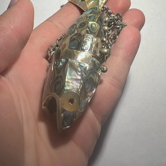 Vintage Abalone Articulated Fish Bottle Opener Mexican Silver - Picture 14 of 15